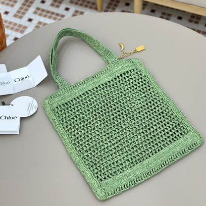 CHLOÉ SOMMER-BANANEN-TASCHE AUS RAPHIA