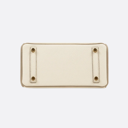 HERMÈS BIRKIN 25 HSS CRAIE/GRIS TOURTERELLE AUS TOGO-LEDER MIT GEBÜRSTETER GOLDENER HARDWARE